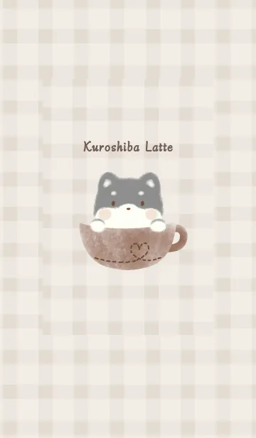 [LINE着せ替え] くろしばラテ -ブラウン- チェックの画像1