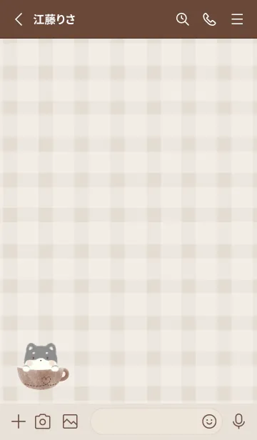 [LINE着せ替え] くろしばラテ -ブラウン- チェックの画像2
