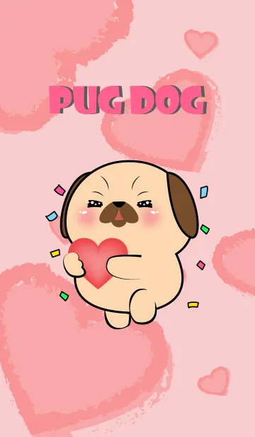 [LINE着せ替え] Cute Pug Dog InLove Theme (JP)の画像1