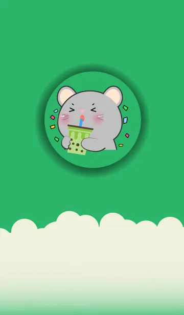 [LINE着せ替え] Simple Mouse Love Green Color (JP)の画像1