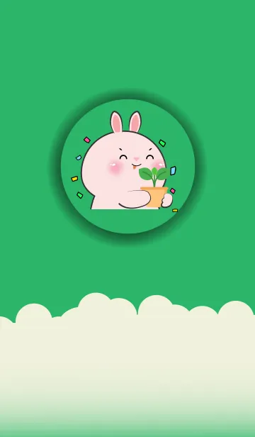 Simple Pink Rabbit Love Green Color (JP)の着せ替えメイン画像