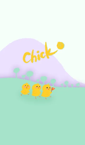 [LINE着せ替え] Little yellow chicken J-lavender. Greenの画像1