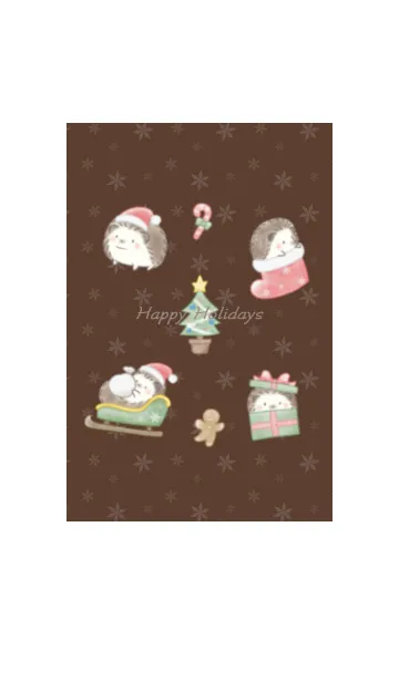 [LINE着せ替え] ハリネズミとクリスマス -ブラウン-の画像1