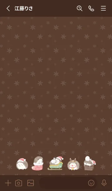 [LINE着せ替え] ハリネズミとクリスマス -ブラウン-の画像2