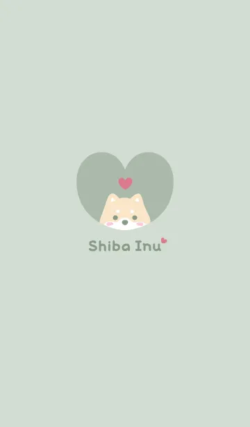 [LINE着せ替え] 柴犬2ハート[グリーン]の画像1