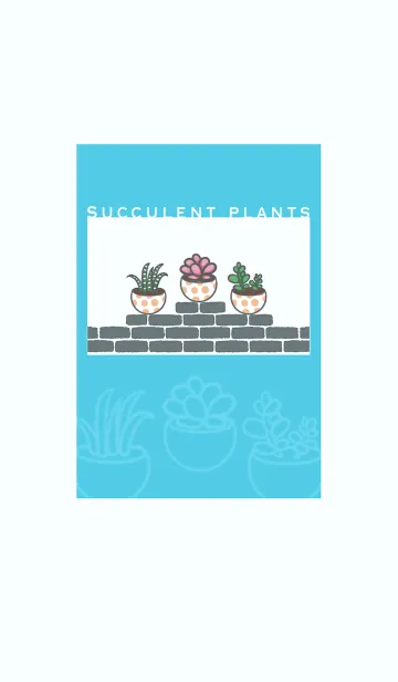 [LINE着せ替え] Succulents J-Blue. Whiteの画像1