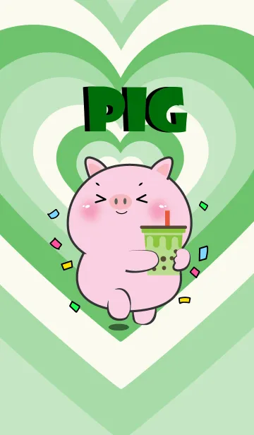 [LINE着せ替え] Pig Pig  Like Green Color Theme (JP)の画像1