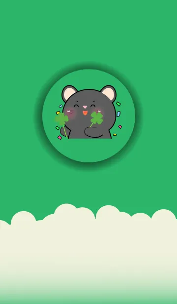 [LINE着せ替え] Simple Black Mouse Love Green Color (JP)の画像1