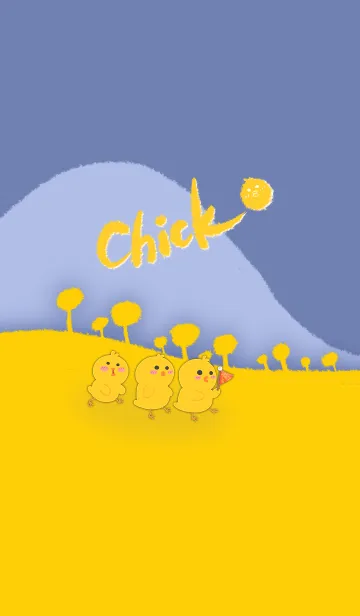 [LINE着せ替え] Little yellow chicken J-yellow. GrayBlueの画像1