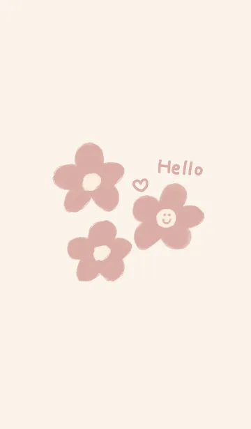 [LINE着せ替え] 手書きくすみピンクのニコニコお花の画像1