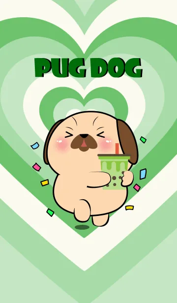[LINE着せ替え] Pug Dog Like Green Color Theme (JP)の画像1