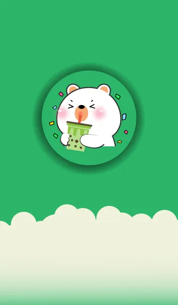 [LINE着せ替え] Simple White Bear Love Green Color (JP)の画像1