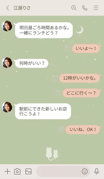 [LINE着せ替え] ネコと星空。ピスタチオグリーンの画像3