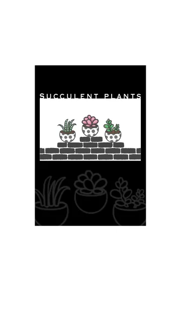 [LINE着せ替え] Succulents J-Black.Whiteの画像1