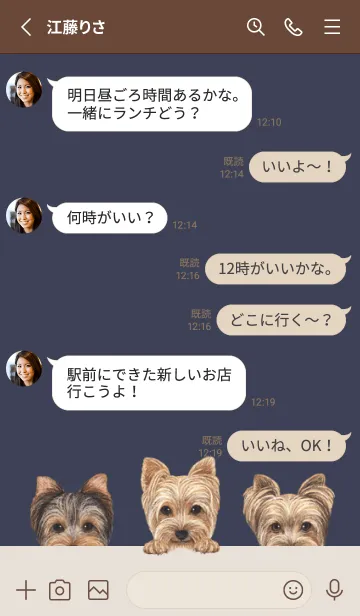 [LINE着せ替え] ワンワン- ヨーキー -ダスティネイビーの画像3