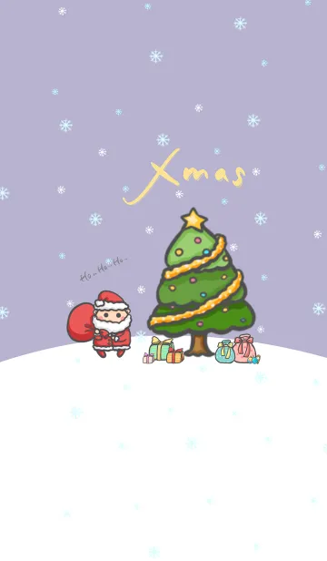 [LINE着せ替え] Happy Christmas J-GrayPurple.LightYellowの画像1