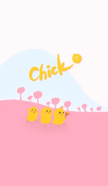 [LINE着せ替え] Little Yellow Chicken J-Pink Pink Blueの画像1