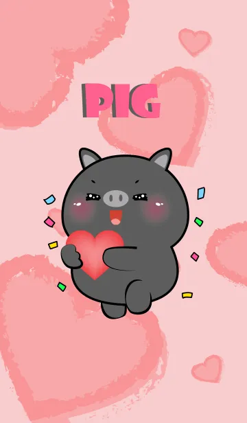[LINE着せ替え] Cute Black Pig InLove Theme (JP)の画像1