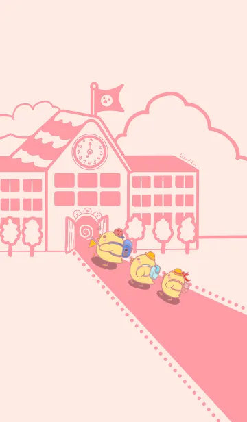 [LINE着せ替え] Duckling School Fun J-Light Pink. Redの画像1