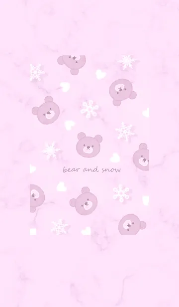 [LINE着せ替え] クマと雪とハート♥ピンクパープル12_1の画像1