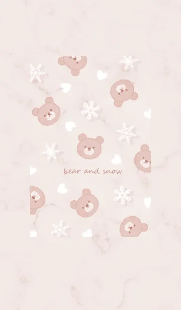 [LINE着せ替え] クマと雪とハート♥ピンクブラウン09_1の画像1