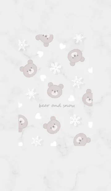 [LINE着せ替え] クマと雪とハート♥ホワイト01_1の画像1