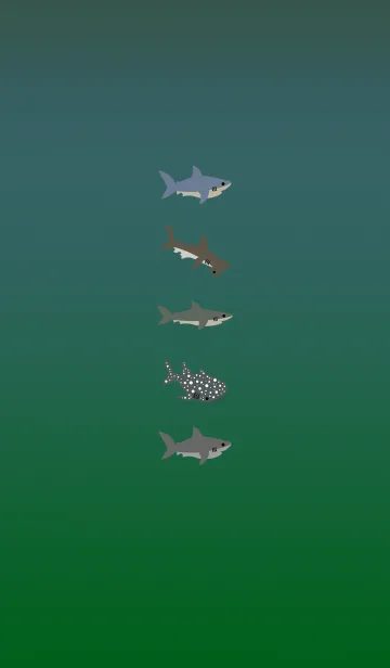 [LINE着せ替え] 小さなサメ(勾配オーシャングリーン)の画像1
