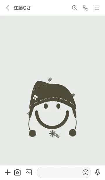 [LINE着せ替え] スマイル＆ニット帽 フロスティホワイトの画像2