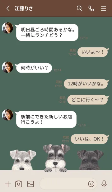 [LINE着せ替え] シュナウザー - ダスティダークグリーンの画像3