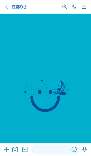 [LINE着せ替え] スマイル＆三日月 ターコイズブルーの画像2