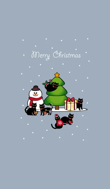 [LINE着せ替え] 黒猫のクリスマス˙モランディブルーの画像1