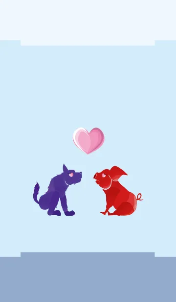 [LINE着せ替え] ekst Blue（Dog）Love Red（Pig）の画像1