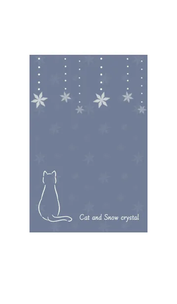 [LINE着せ替え] 猫と雪の結晶 -ブルーグレー-の画像1