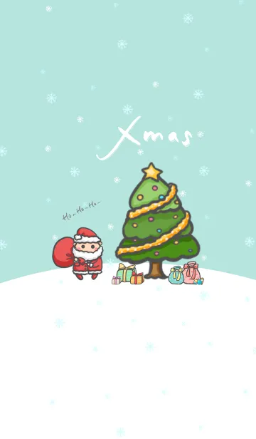 [LINE着せ替え] Happy Christmas Day J-Mint Greenの画像1