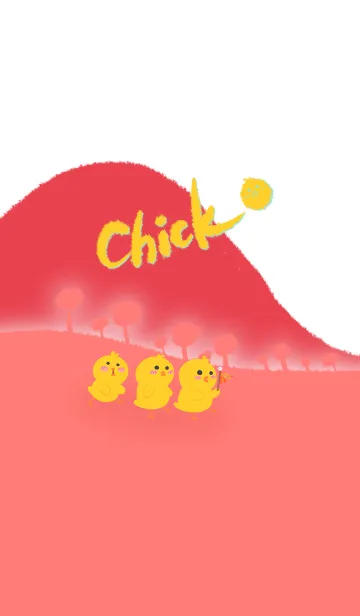 [LINE着せ替え] Little yellow chicken J-red pinkの画像1