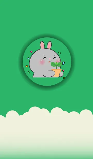 [LINE着せ替え] Simple Rabbit Love Green Color (JP)の画像1