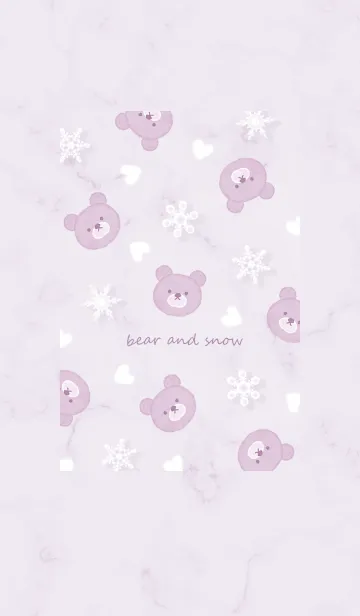 [LINE着せ替え] クマと雪とハート♥パープル04_1の画像1