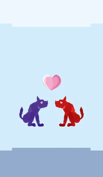 [LINE着せ替え] ekst Blue（Dog）Love Red（Dog）の画像1