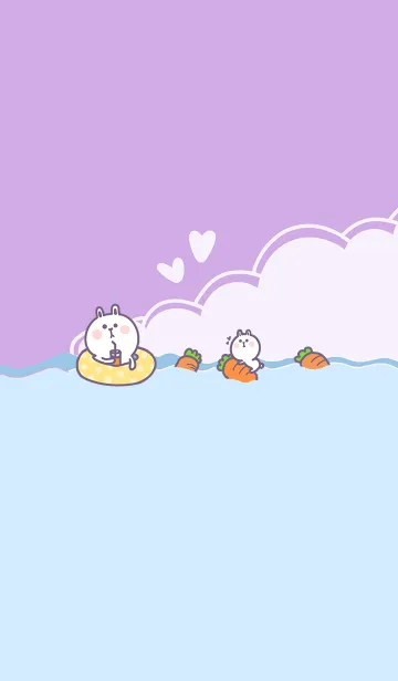 Rabbit Swimming FunJ-Purple.YellowOrangeの着せ替えメイン画像