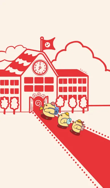 [LINE着せ替え] Duckling School Fun J-Gray Orange. Redの画像1