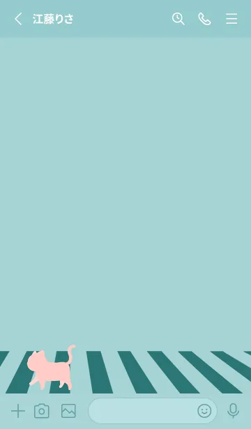 [LINE着せ替え] cat zebra crossing J-BlueGreen.Light Redの画像2