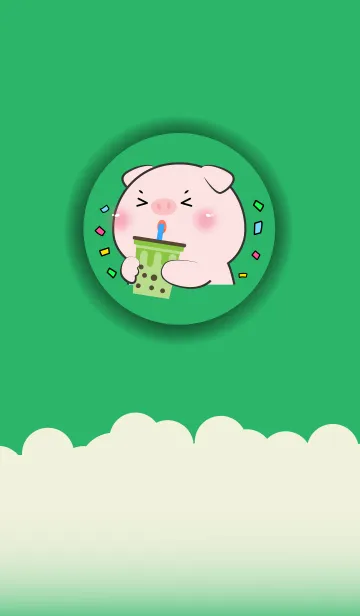 [LINE着せ替え] Simple Pig Love Green Color (JP)の画像1