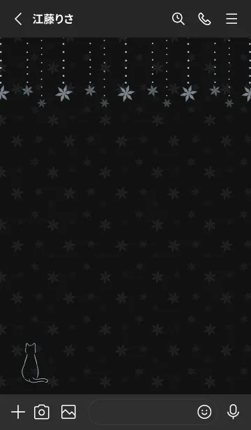 [LINE着せ替え] 猫と雪の結晶 -ブラックブルー-の画像2