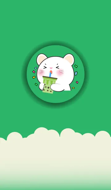 [LINE着せ替え] Simple White Mouse Love Green Color (JP)の画像1