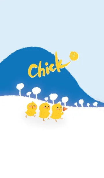 Little yellow chicken J-blue and whiteの着せ替えメイン画像