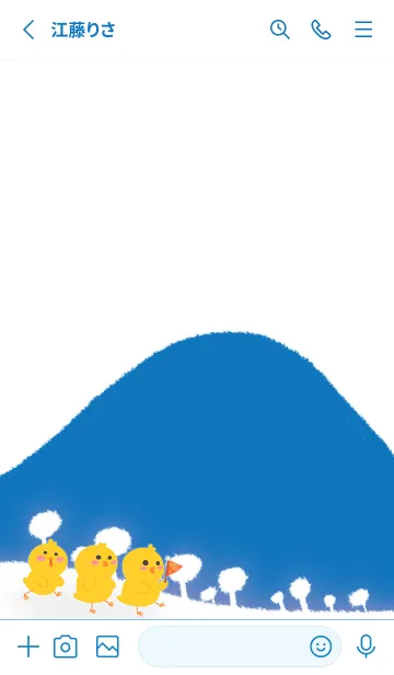 [LINE着せ替え] Little yellow chicken J-blue and whiteの画像2