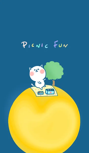 [LINE着せ替え] Picnic Fun J-Deep Indigo. Yellowの画像1