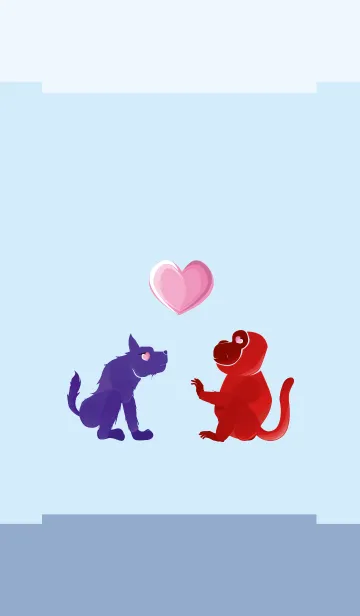 [LINE着せ替え] ekst Blue（Dog）Love Red（Monkey）の画像1