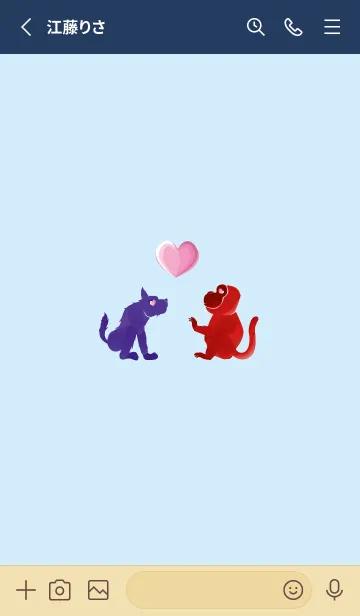 [LINE着せ替え] ekst Blue（Dog）Love Red（Monkey）の画像2