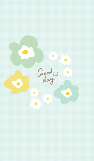 [LINE着せ替え] かわいい 北欧風 お花 チェック13の画像1